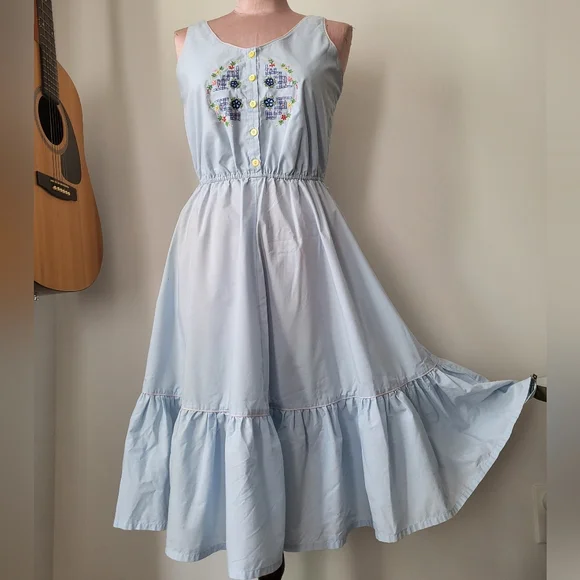 blue vintage swing dress ZAPAKA Women Vinatge Dress Blue A-line 1950s Swing Dress with Pockets, Light Blue / M